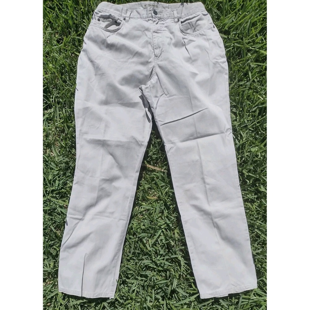 Vintage NY Khakis Women's Cotton High Waisted Straight Leg Khakis, 14